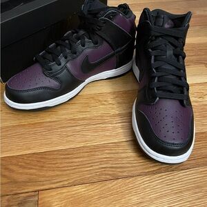 Nike Black and Dark Purple Dunk Highs